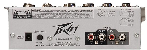 open zoom image for Peavey PV6 Mixer, Rear