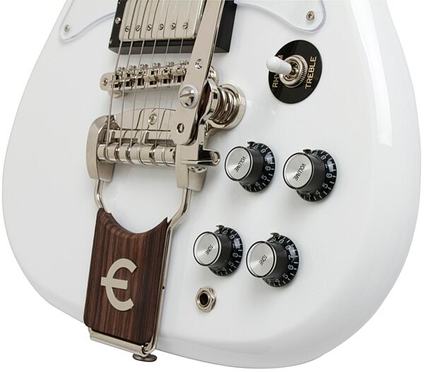 open zoom image for Epiphone 50th Anniversary 1962 Crestwood Custom Electric Guitar with Case, Alpine White Bridge