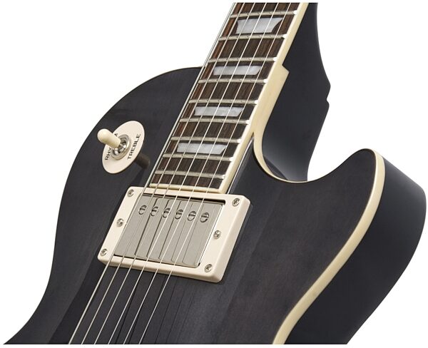 open zoom image for Epiphone Tribute Les Paul Standard Electric Guitar (with Case), Translucent Black - Pickups