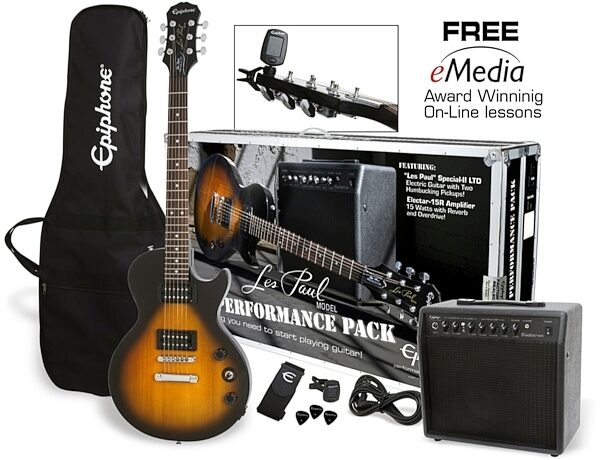 open zoom image for Epiphone Les Paul Electric Guitar Performance Pack, Vintage Sunburst