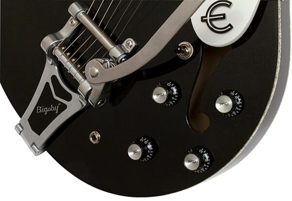 open zoom image for Epiphone Limited Edition Riviera Custom P93 Electric Guitar, Black Royale Bridge