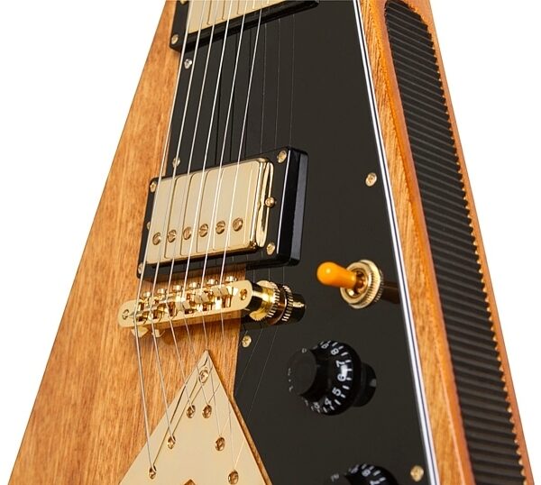 open zoom image for Epiphone 1958 Korina Flying V Electric Guitar, Closeup 2
