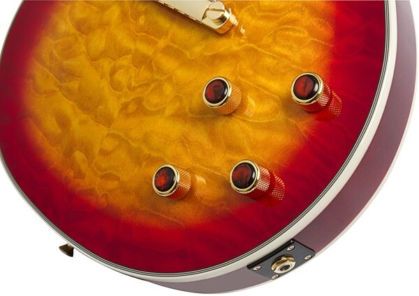 open zoom image for Epiphone Prophecy Les Paul Custom Plus GX Electric Guitar (with Case), Heritage Cherry Sunburst Controls