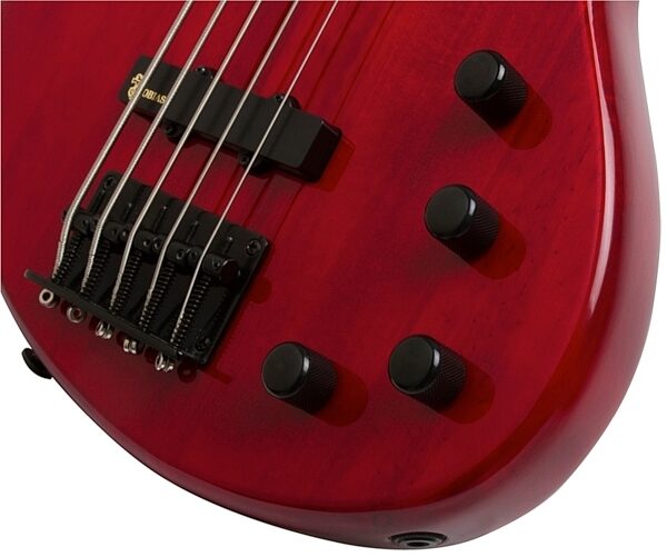 open zoom image for Tobias Toby Deluxe V Electric Bass (5-String), Transparent Red Controls