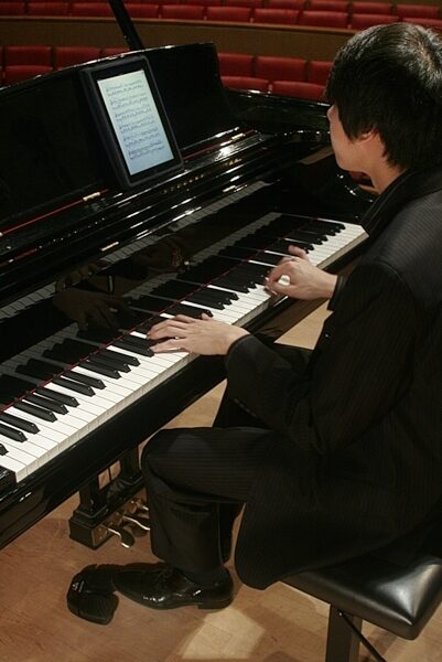 open zoom image for Page Flip Cicada Wireless Sheet Music Turner Bluetooth Pedal, In Use 2