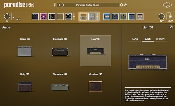 open zoom image for Universal Audio UAD Paradise Guitar Studio Plug-in Bundle Software, Digital Download, Action Position Back