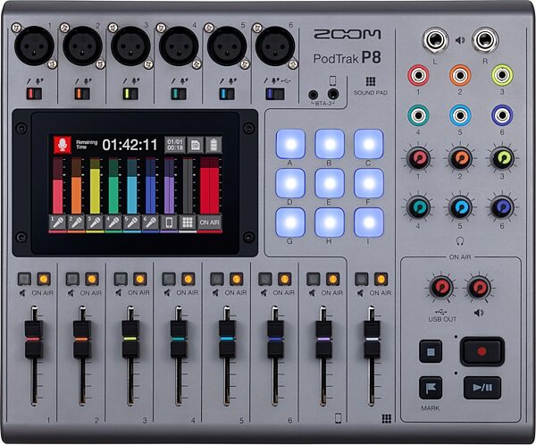 open zoom image for Zoom PodTrak P8 Podcast Recorder and Mixer, Open Box (Like New), Action Position Front