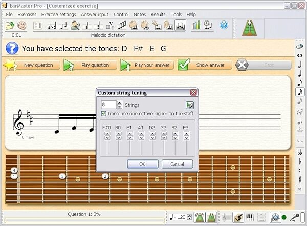 open zoom image for EarMaster School Ear Training Software, Screenshot - Custom String Tuning