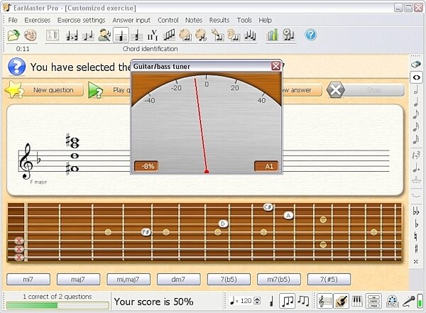 open zoom image for EarMaster School Ear Training Software, Screenshot - Guitar Tuner