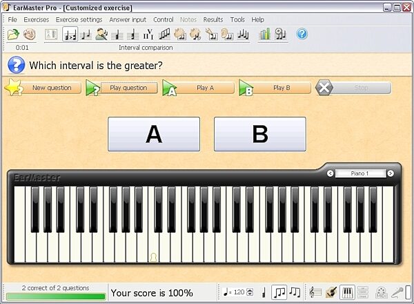 open zoom image for EarMaster School Ear Training Software, Screenshot - Interval Comparison Piano