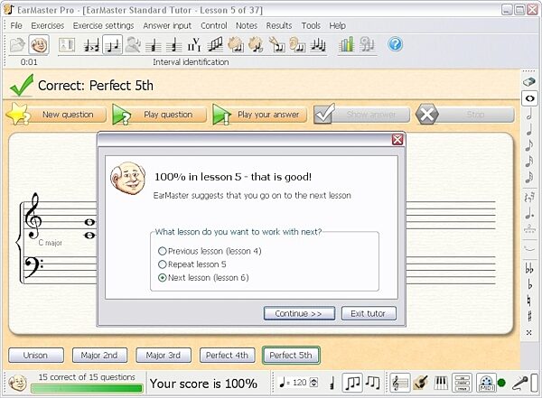 open zoom image for EarMaster School Ear Training Software, Screenshot - Tutor  Less on End