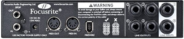 open zoom image for Focusrite Saffire Pro 14 FireWire Audio Interface, Back