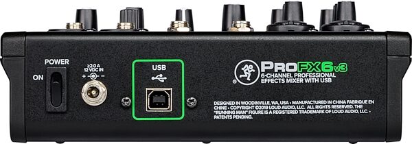 open zoom image for Mackie ProFX6v3 Professional USB Mixer, 6-Channel, New, Action Position Back