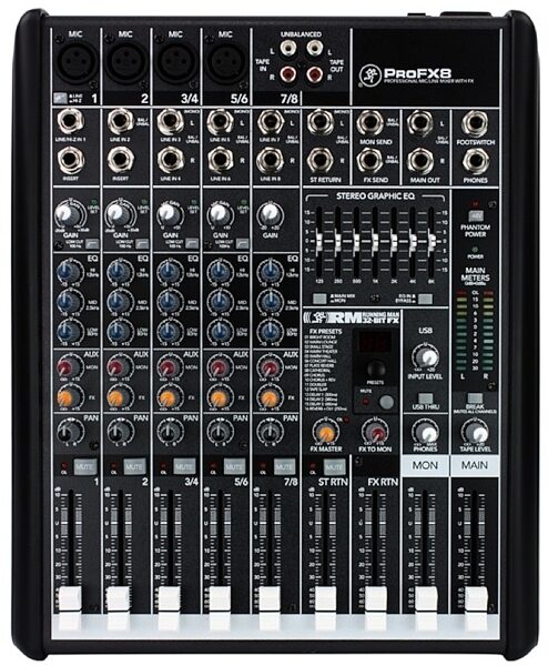open zoom image for Mackie ProFX8 8-Channel USB Compact Mixer with Effects, Main
