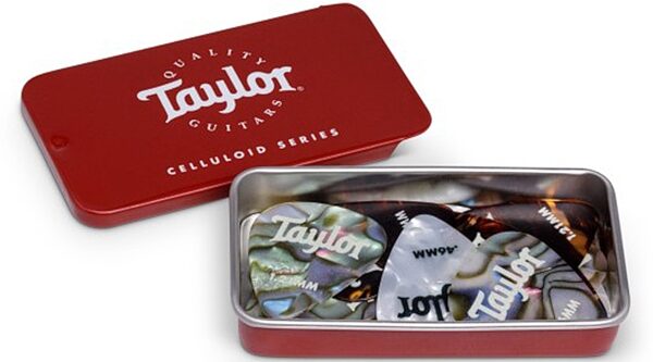 open zoom image for Taylor Celluloid Pick Tin, New, Action Position Back