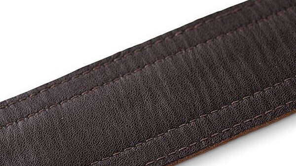 open zoom image for Taylor Fountain 2.5" Leather Guitar Strap, Brown, Action Position Back