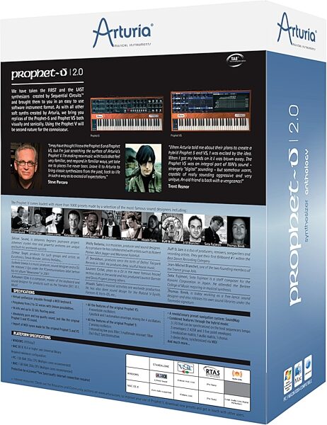 open zoom image for Arturia Prophet V Prophet 5/VS Synth Plug-In, Box - Back