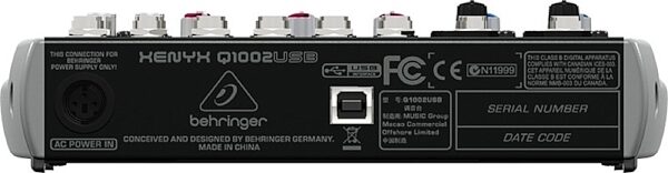 open zoom image for Behringer Q1002USB Mixer, Back