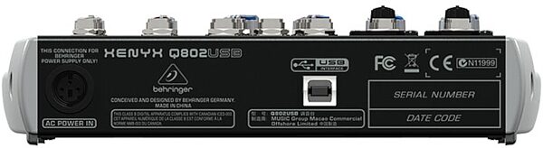 open zoom image for Behringer Q802USB Mixer, Rear
