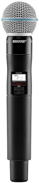 open zoom image for Shure QLXD2/B58 Handheld Wireless Transmitter with Beta 58 Microphone Capsule, Band J50A (572 - 608 MHz), Open Box (Like New), Main