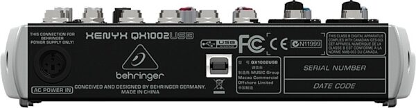 open zoom image for Behringer QX1002USB Mixer, Rear