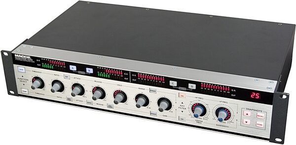 open zoom image for Mackie QuadCompGate 4-Channel Digital Compressor/Gate, Left Angle High