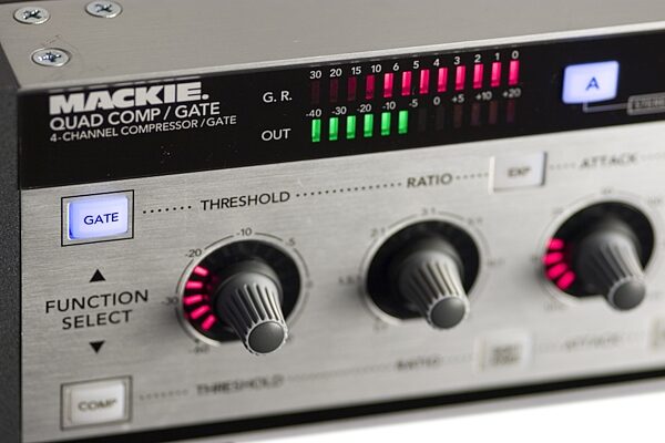open zoom image for Mackie QuadCompGate 4-Channel Digital Compressor/Gate, Left Close