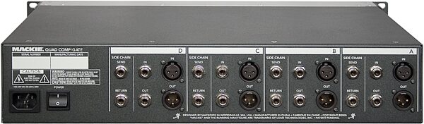 open zoom image for Mackie QuadCompGate 4-Channel Digital Compressor/Gate, Rear Slant