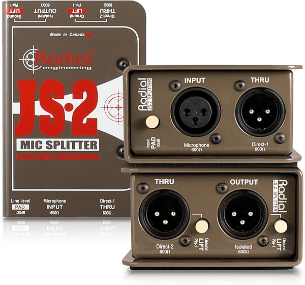 open zoom image for Radial JS-2 Passive Mic/Line Splitter, New, Action Position Back