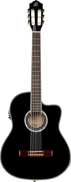 open zoom image for Ortega RCE145 Classical Acoustic-Electric Guitar (with Gig Bag), Black, Open Box (Good), Action Position Back
