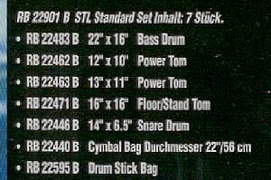 open zoom image for RockBag by Warwick Student Line 7-Piece Drum Bag Set, Contents