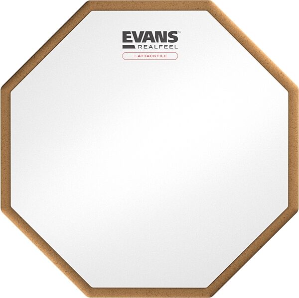 open zoom image for Evans Real Feel 10GAT Attacktile Drum Practice Pad, White, Action Position Back