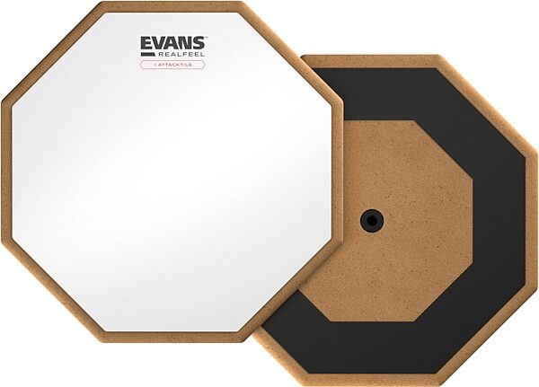 open zoom image for Evans Real Feel 10GAT Attacktile Drum Practice Pad, White, Action Position Back