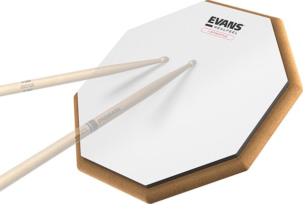 open zoom image for Evans Real Feel 10GAT Attacktile Drum Practice Pad, White, Action Position Back