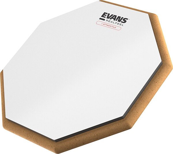 open zoom image for Evans Real Feel 10GAT Attacktile Drum Practice Pad, White, Action Position Back