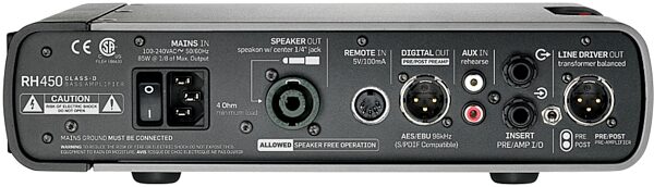 open zoom image for TC Electronic RH450 Bass Amp Head (450 Watts), Rear