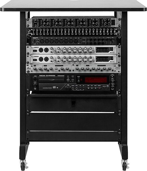open zoom image for Gator 14U Rok-It Wood Rack Cabinet, Black, RI-STRK-14U-BLK, Action Position Back