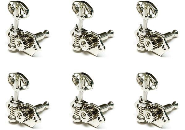 open zoom image for Graph Tech Ratio Open Back Skeleton Button Guitar Tuners (3+3), Nickel, Main