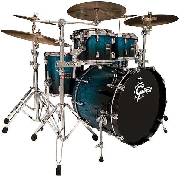 open zoom image for Gretsch RNE824 Renown Maple 4-Piece Drum Shell Kit, Cobalt Sparkle Fade - Angle
