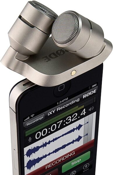 open zoom image for Rode iXY Stereo Recording Microphone for iPhone and iPad with 30-Pin Connector, New, Action Position Back
