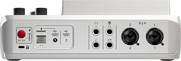 open zoom image for Rode RODECaster Duo Compact Audio Studio, White, Action Position Back