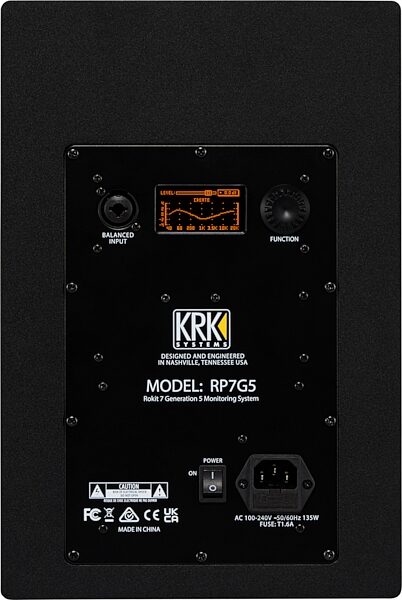 open zoom image for KRK RP7G5 Rokit 7 Generation 5 Studio Monitor, Single Speaker, KRK-ROKIT-7-GENERATION-FIVE-POWERED-STUDIO-MONITOR-Back