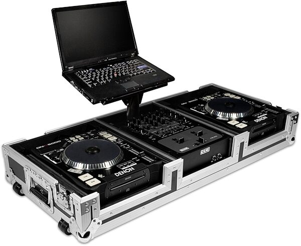 open zoom image for Road Ready RRDJCD10WL DJ Mixer Case with Laptop Stand, In Use