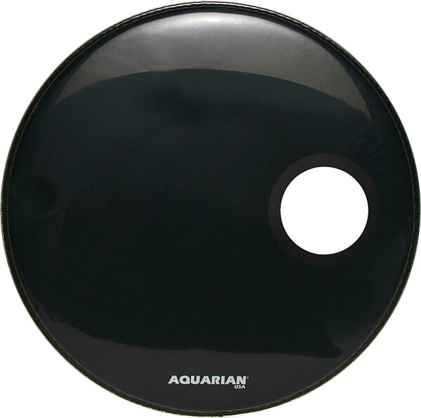 open zoom image for Aquarian Regulator Bass Drumhead with Hole, Black, 16 inch, Main