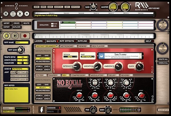 open zoom image for Sonoma RiffWorks Standard Guitar Recording Software, Drum Screenshot