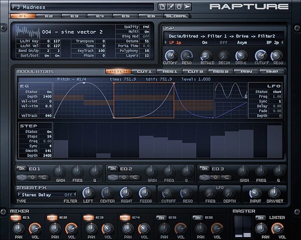 open zoom image for Cakewalk Rapture Virtual Synthesizer (Macintosh and Windows), Main