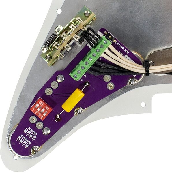 open zoom image for Mojotone 67 Quiet Coil Hot Bridge Prewired Pickguard, New, Action Position Back