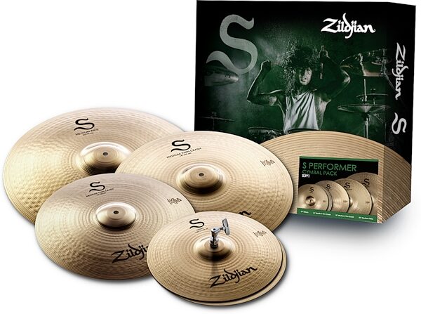 open zoom image for Zildjian S-Series Performer Cymbal Set, 14" Hats, 16" and 18" Crashes, 20" Ride, Action Position Back
