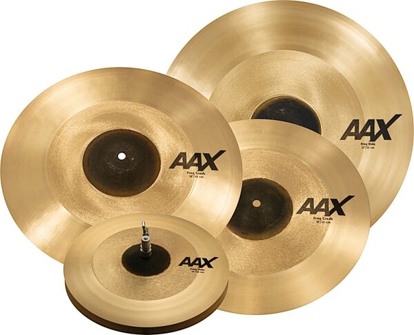 open zoom image for Sabian AAX Frequency Cymbal Set, 21 inch Ride, 14 inch Hats, 16 inch and 18 inch Crash Cymbals, Performance Set, Action Position Back
