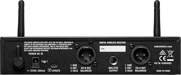 open zoom image for Samson Concert XD2 Two-Channel Digital Vocal Wireless Microphone System, New, Action Position Back